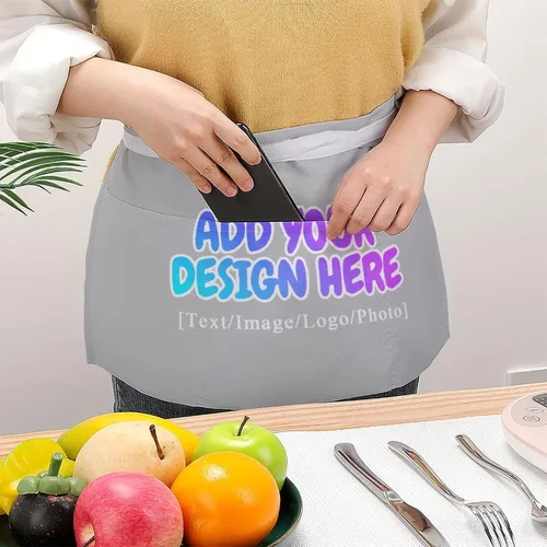 Vista 82 de AXKEUDO Delantal personalizado con bolsillos, delantales de cintura para camarera para cocinar en casa, restaurante, servir trabajo