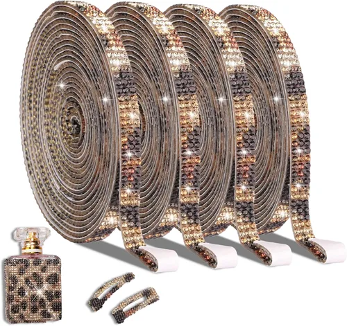 Vista 13 de 4 rollos de cinta autoadhesiva con diamantes de imitación y cristal Bling con tiras adhesivas de 2 mm para manualidades, bodas, cumpleaños, fiestas