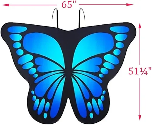 Vista 5 de Disfraz de mariposa para mujer, alas y adultos, capa de hada, chal azul de Halloween