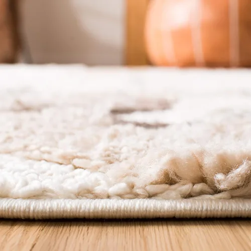 Vista 4 de SAFAVIEH Alfombra marroquí con borlas, 2 x 3 pies, marfil y marrón, no desprende pelusa y fácil de limpiar, textura alta y baja, ideal