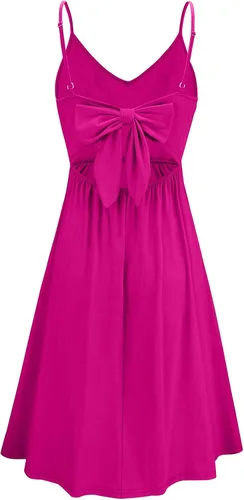 Vista 7 de Vestido OUGES liso, sin espalda, ajustable, con tirantes delgados, para mujer.