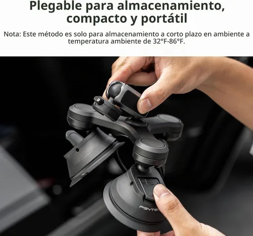Vista 6 de PGYTECH CapLock - Soporte de triple succión compatible con DJI OSMO Action 4/3/2, Gopro Hero 11/10/9/8 con adaptador de rosca estándar de 1/4"-20
