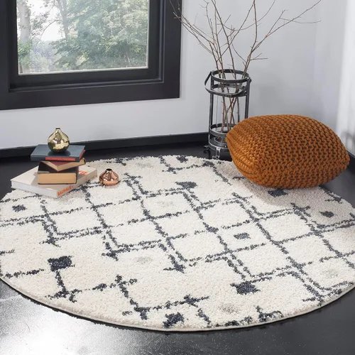 Vista 18 de SAFAVIEH Berber Shag Collection - Tapete para pasillo, 2 pies 2 pulgadas x 9 pies, color crema y azul marino, diseño marroquí, no desprende pelusa
