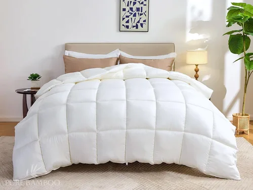 Vista 4 de Pure Bamboo - Inserto para edredón tamaño Queen (90x92 pulg) - Inserto para edredón ultra suave acolchado con 8 asas en las esquinas y laterales