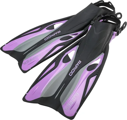 Vista 8 de Phantom Aquatics Juego de esnórquel sin marco con máscara de snorkel Lila