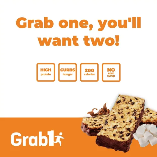 Vista 5 de Grab1 Rocky Road Barras de proteínas 0.35 oz de proteína (paquete de 2 – 10 barras) controla el hambre Certificado Kosher Bajo en calorías