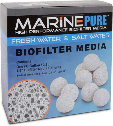 Vista 3 de CerMedia MarinePure Filtro biológico de esfera de 1.5 pulgadas para acuarios marinos y de agua dulce, 1 galón