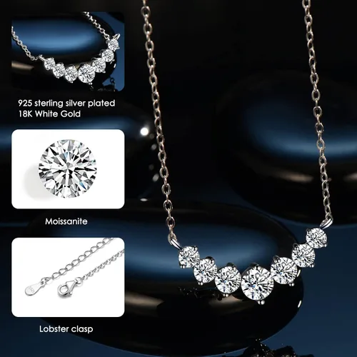 Vista 6 de Diamond Pendant Necklaces for Women, Moissanite Necklace 0.5Ct-7.6Ct, Anniversary Birthday Gifts for Wife, Soulmate, Jewelry Gift for Women Mom