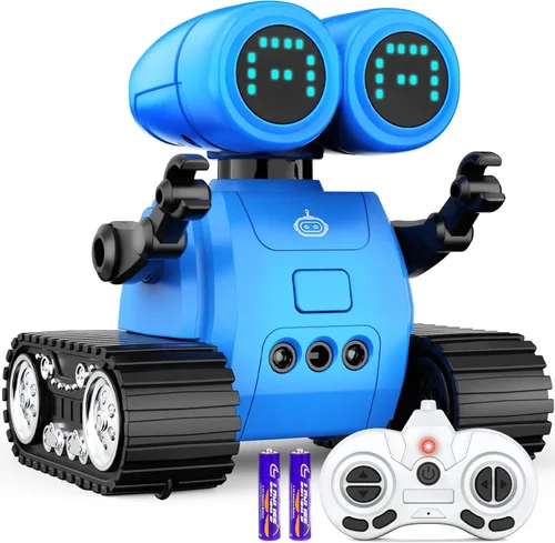 Vista 6 de Hamourd Juguetes robot para niños y niñas, robots emo recargables con control remoto con demostración automática, cabeza y brazos flexibles