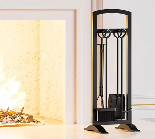 Vista 2 de Kingson Juego de herramientas ligeras de 5 piezas para chimenea: portátil, compacto y elegante kit de accesorios para hogueras