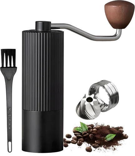 Vista 11 de Molinillo de café manual – Fresa de acero inoxidable de 7 estrellas, 36 ajustes de molienda ajustables, manivela plegable, molinillo de café manual