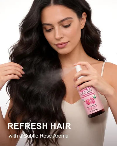 Vista 6 de Yoken Spray de agua de rosas orgánica de 8 onzas, niebla facial orgánica USDA, sin alcohol