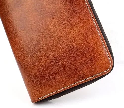 Vista 3 de SEASD - Cartera de cuero para hombre, cartera larga para hombre, cartera para dinero, monedero, tarjetero