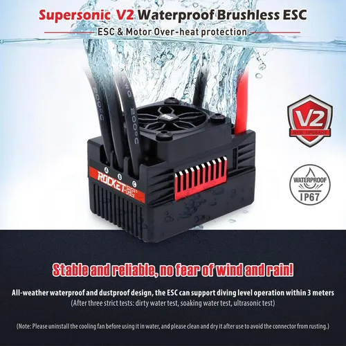 Vista 4 de Surpass Hobby Controlador de velocidad ESC sin escobillas impermeable 90A para RC con enchufe macho para coche 1/10 RC (90A)