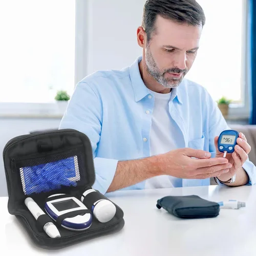 Vista 5 de Estuche de viaje para diabetes, estuche organizador de transporte para diabéticos, estuche para monitor de glucosa, bolsa de almacenamiento