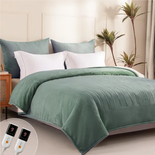 Vista 10 de Manta Eléctrica Térmica de 50" x 60" - Manta Térmica Eléctrica con 5 Niveles de Calefacción y 3 Horas de Apagado Automático, Lavable a Máquina