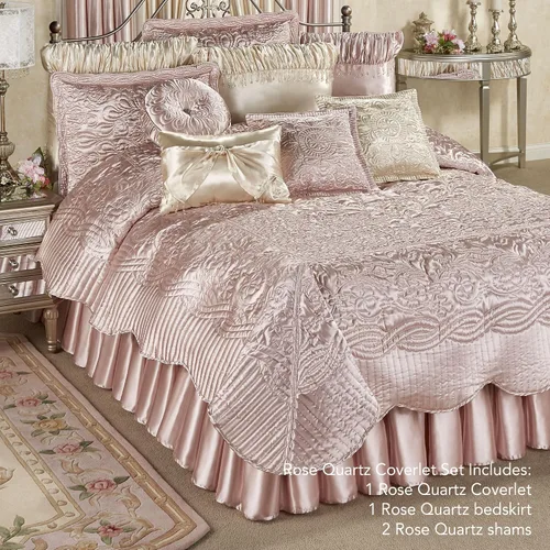 Vista 2 de Touch of Class Prima - Juego de ropa de cama acolchada Juego de colcha de cuarzo rosa Juego de 4 piezas Queen
