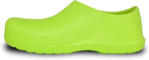 Vista 6 de VANGELO Zuecos profesionales antideslizantes para mujer, zapatos de trabajo, zapatos de enfermera, zapatos de chef, negro, blanco, lima, multicolor