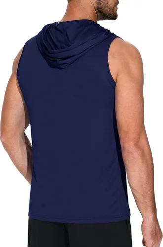 Vista 3 de Paquete de 3 sudaderas sin mangas para hombre, de secado rápido, con capucha, para correr, gimnasio, muscular, camisetas sin mangas