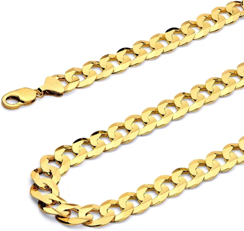 Vista 2 de Collar de cadena cóncava cubana cubana de 14 quilates, amarilloblancooro de dos tonos, 0.551 in, 0.472 in, 0.374 in, 0.315 in, 0.276 in, 0.236 in