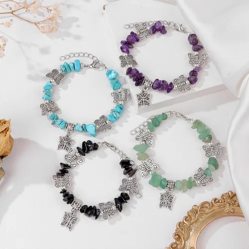 Vista 7 de Angdovori 246Pcs Friendship Bracelets Natural Gemstone Beaded Butterfly Charm Bracelet for Teen Girls and Women Gifts for Mother Daughter and Sister