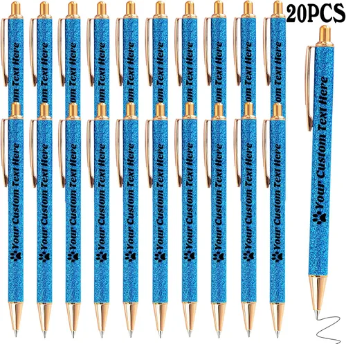 Vista 64 de 10 bolígrafos personalizados con purpurina, bolígrafos impresos personalizados a granel, bolígrafos retráctiles de tinta negra para graduación