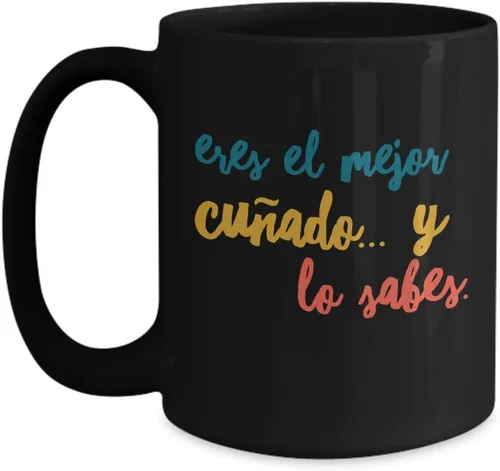Vista 3 de Regalo para cunado Taza de Cafe para hermana Perfecto regalo para graduados, profesionales y estudiantes Vaso con afirmaciones positivas, Negro