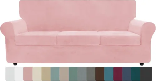 Vista 81 de ZNSAYOTX Fundas elásticas para silla de terciopelo de lujo con brazo, 2 piezas, para sala de estar, funda gruesa y suave, antideslizante, protector