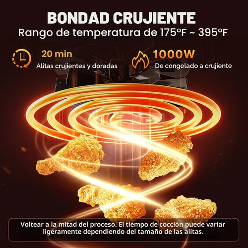 Vista 2 de Freidora de aire compacta pequeña, 2.1 cuartos de galón, 4 en 1 pequeña mini freidora de aire compacta, hornear, asar, recalentar, 98% menos