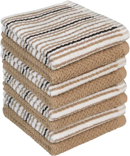Vista 16 de Toallas de cocina de 16 x 26 pulgadas, paquete de 6 toallas de mano grandes de algodón, paños de cocina, diseño de rayas de palomitas de maíz, juego