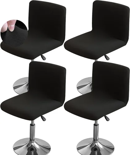 Vista 9 de FORCHEER - Juego de 4 fundas para sillas de bar con respaldos, fundas de jacquard beige para sillas de comedor, funda extraíble y lavable