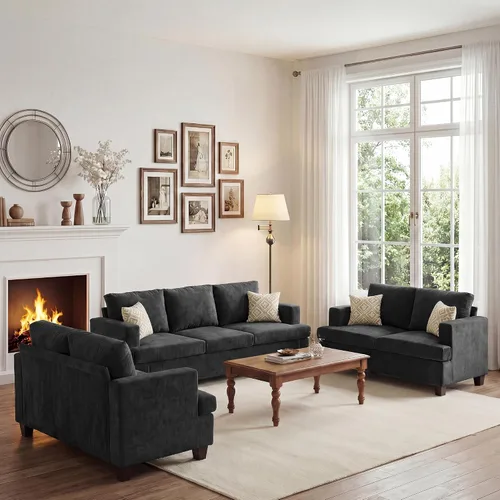 Vista 18 de Apicizon Cloud Couches Juegos de Muebles para Sala de Estar, Juego de Sofá Loveseat de 2 Plazas y Sofá de 3 Plazas para Dormitorio, Cómodo Sofá Cama