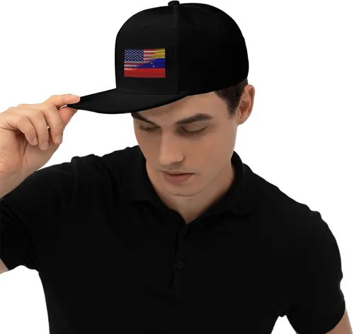 Vista 9 de Gorra de béisbol con bandera de Venezuela de Estados Unidos para hombres y mujeres, gorra de béisbol ajustable para adultos, color negro, Negro