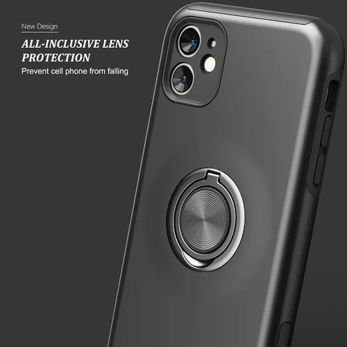 Vista 6 de Funda compatible con iPhone 11 con protector de pantalla de vidrio templado, funda para iPhone 11 negra para hombre, funda protectora delgada 2 en 1