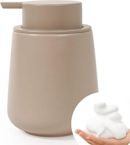 Vista 21 de Bosilunlife Dispensador de jabón espumoso de cerámica, dispensador de jabón de espuma de 12 onzas, dispensador de jabón líquido para encimera