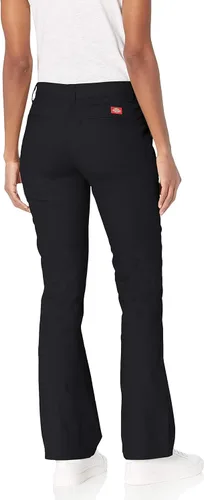 Vista 3 de Dickies - Pantalón de sarga elástico de frente plano, corte de bota ajustado, para mujer
