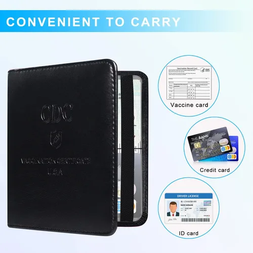 Vista 3 de ACdream - Portatarjetas de vacunación, de cuero sintético, 4 x 3, protector de registro de vacunación CDC, billetera, resistente al agua, funda
