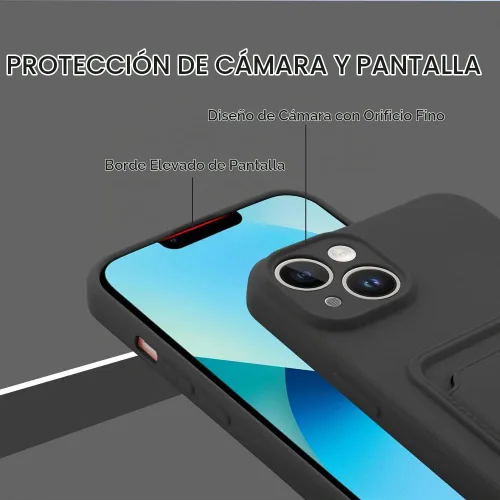Vista 3 de MZELQ Cartera de TPU Compatible con Funda iPhone 13, Soporte para Tarjetas Protección de Cámara + Protector de Pantalla, Ranura Empujable para Niñas