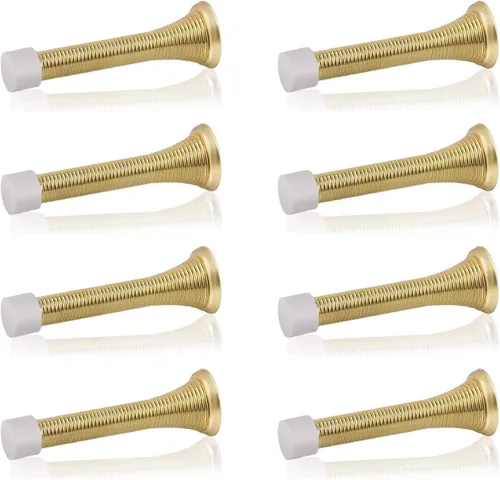Vista 8 de HOMOTEK Paquete de 1 tope de puerta de resorte con parachoques de goma de 3-1/8", resorte flexible de servicio pesado, tope de puerta de pared