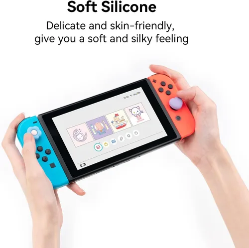 Vista 4 de GeekShare Tapas de silicona Joy Con para pulgar, cubierta de joystick compatible con Switch/OLED/Switch Lite, 4 unidades, corazón y flor