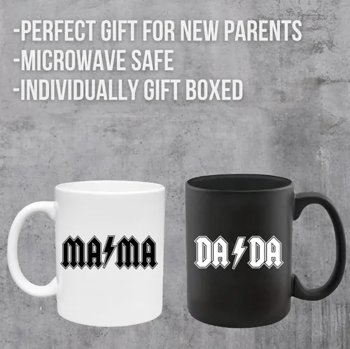 Vista 9 de Rockstar Taza para papá y mamá, regalo para anuncio de embarazo, regalos para padres nuevos para parejas, juego de tazas de café para papá y mamá