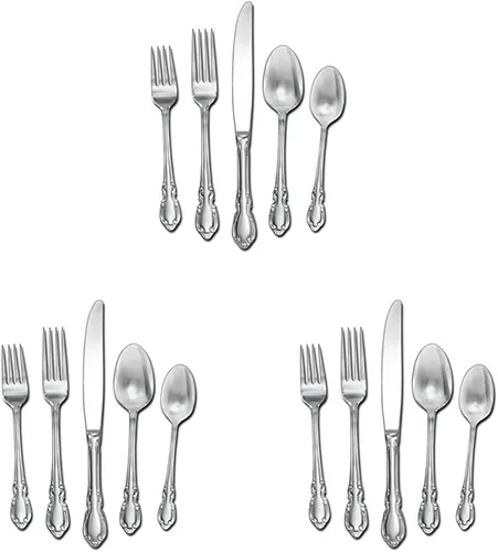 Vista 7 de Pfaltzgraff American Bead Juego de cubiertos de acero inoxidable, 20 piezas, servicio para 4 Cuenta americana