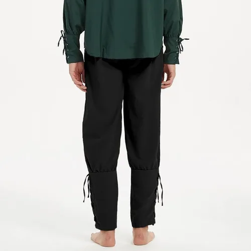 Vista 6 de Pantalones medievales de tobillo cónico con puños cónicos para hombre, disfraz vikingo, navegante, pirata, renacentista, gótico, pantalones casuales