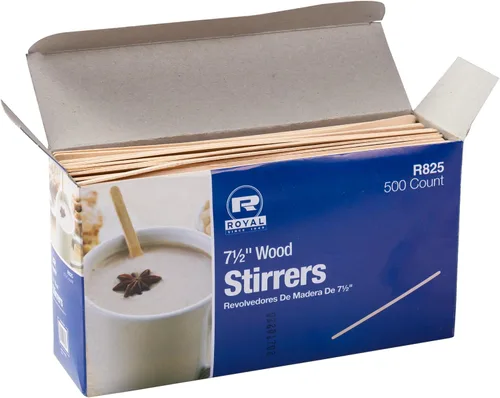 Vista 5 de Royal Agitadores de café de madera de 7.5 pulgadas, caja de 5000