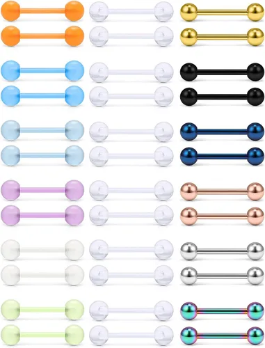 Vista 7 de Ruifan - Piercing para el pezón o la lengua de acrílico flexible que brilla en la oscuridad, de 0.49 oz y 0.630 pulgadas