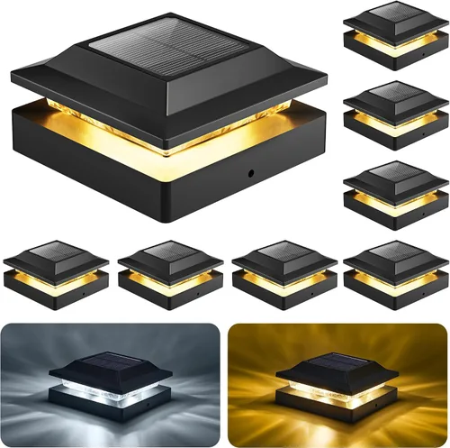 Vista 11 de Paquete de 2 luces solares 4x4, luces LED de doble color para postes de Negro