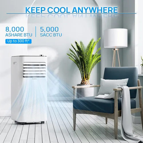 Vista 3 de TURBRO Finnmark - Aire acondicionado portátil de 8,000 BTU, deshumidificador y ventilador, unidad de aire acondicionado 3 en 1 para habitaciones