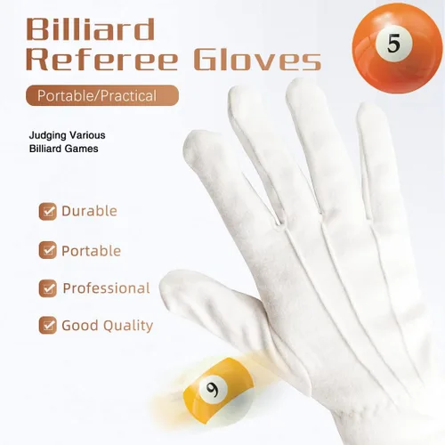 Vista 2 de CRICAL Guantes de billar Competición Árbitro Guantes Blanco 2PCS Billar Billar Cómodo Accesorios Profesionales