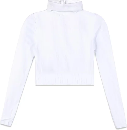 Vista 2 de Tegmk Maillot básico de manga larga con cuello alto para niñas con broches duraderos, forro frontal, cremallera trasera