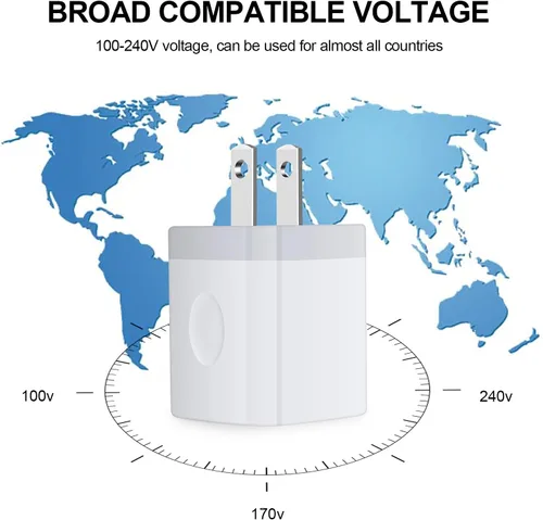 Vista 5 de Cargador de pared USB de un solo puerto, adaptador de corriente GiGreen 1A/5V, paquete de 5 bloques de carga, caja de enchufe compatible